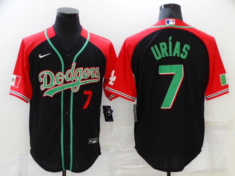 Los Angeles Dodgers #7 Julio Urias Red Black Cool Base Stitched Baseball Jersey - Zenithce
