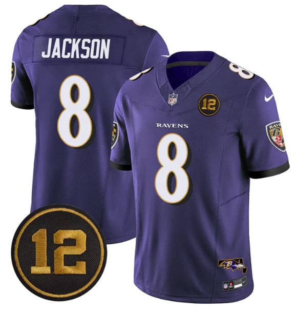 Baltimore Ravens #8 Lamar Jackson Purple 2025 F.U.S.E Jacoby Jones Patch Vapor Limited Jersey - Zenithce