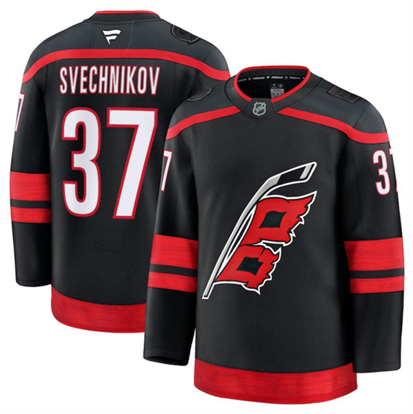 Carolina Hurricanes #37 Andrei Svechnikov Black 2024-25 Home Stitched Jersey - Zenithce