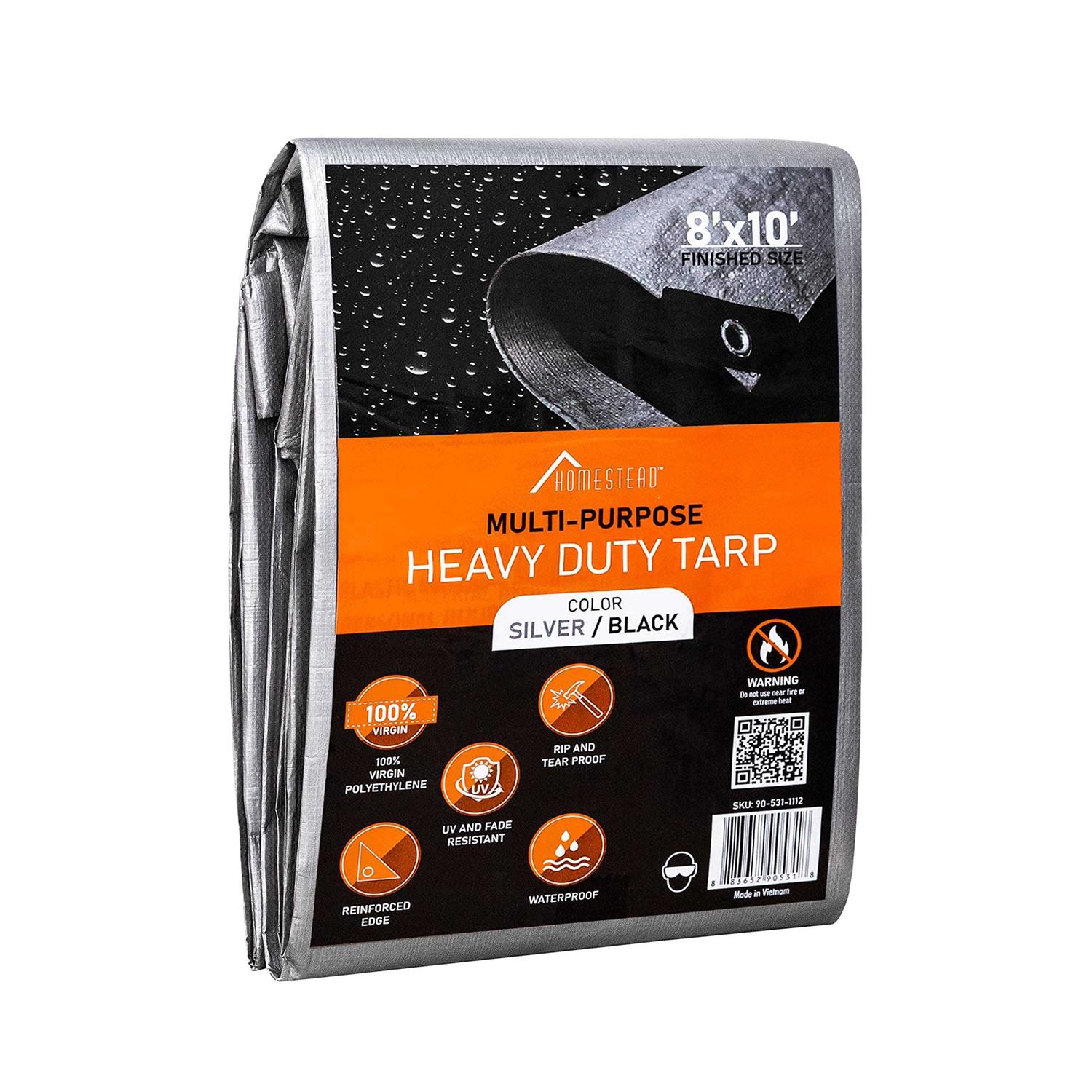 HOMESTEAD Heavy Duty 12 Mil Tarp Cover with Metal Grommets and Reinforced Edges - Zenithce