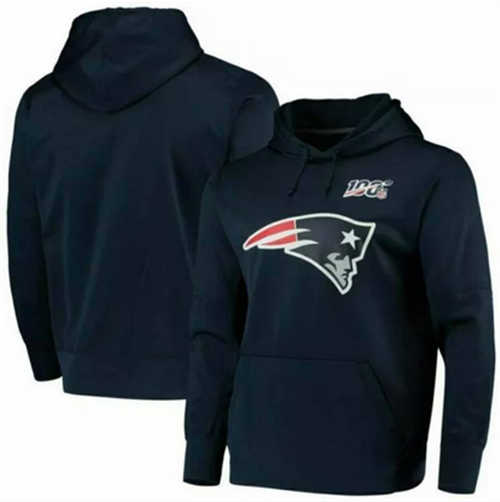 New England Patriots Navy Whith 100th Anniversary Patch Hoodie - Zenithce
