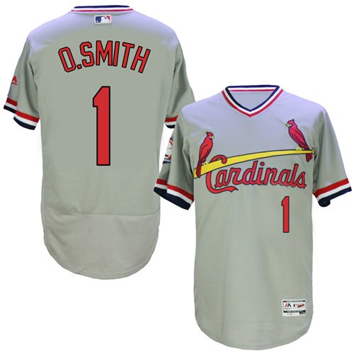 Cardinals #1 Ozzie Smith Grey Flexbase Authentic Collection Cooperstown Stitched Jersey - Zenithce