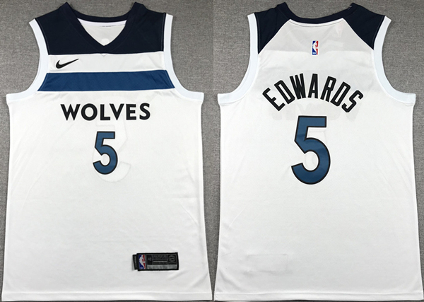 Minnesota Timberwolves #5 Anthony Edwards White Association Edition Stitched Jersey - Zenithce
