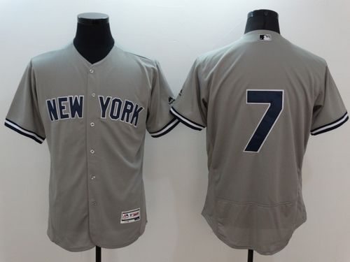 Yankees #7 Mickey Mantle Grey Flexbase Authentic Collection Stitched Jersey - Zenithce