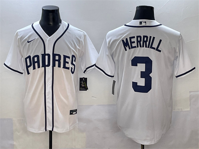 San Diego Padres #3 Jackson Merrill White Cool Base Stitched Jersey - Zenithce