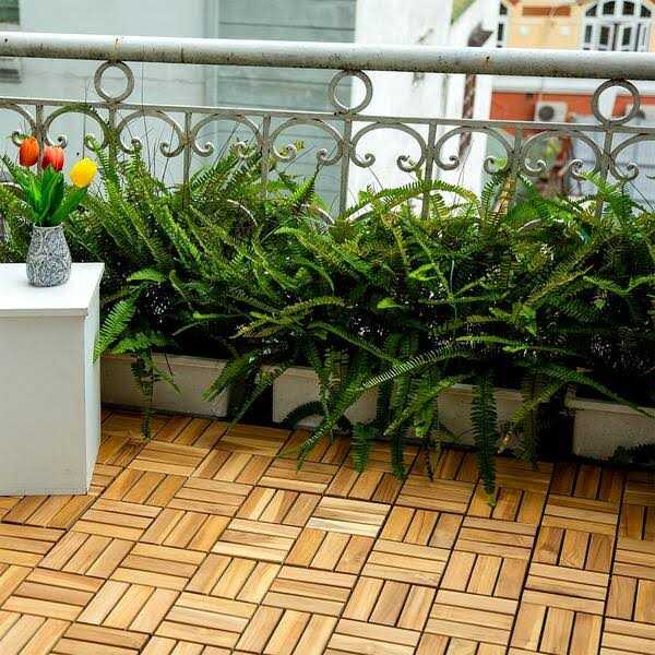 YOFE Brown Acacia Wood 3/4 in. T x 12 in. W Solid Hardwood Flooring Interlocking Deck Tiles - Zenithce