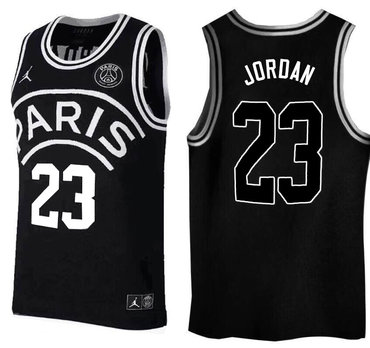 Paris Saint-Germain #23 Michael Jordan Black Jordan Fashion Jersey - Zenithce