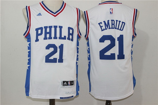 Philadelphia 76ers #21 Joel Embiid NEW White Stitched Adidas Revolution 30 Swingman Jersey - Zenithce