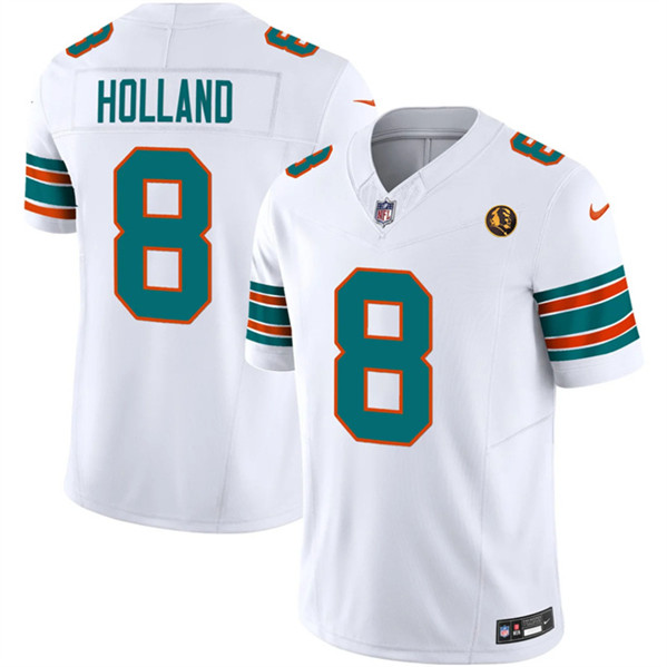 Miami Dolphins #8 Jevon Holland White 2023 F.U.S.E. With John Madden Patch Alternate With John Madden Patch And 3-Star C Patch Vapor Limited Stitched Jersey - Zenithce
