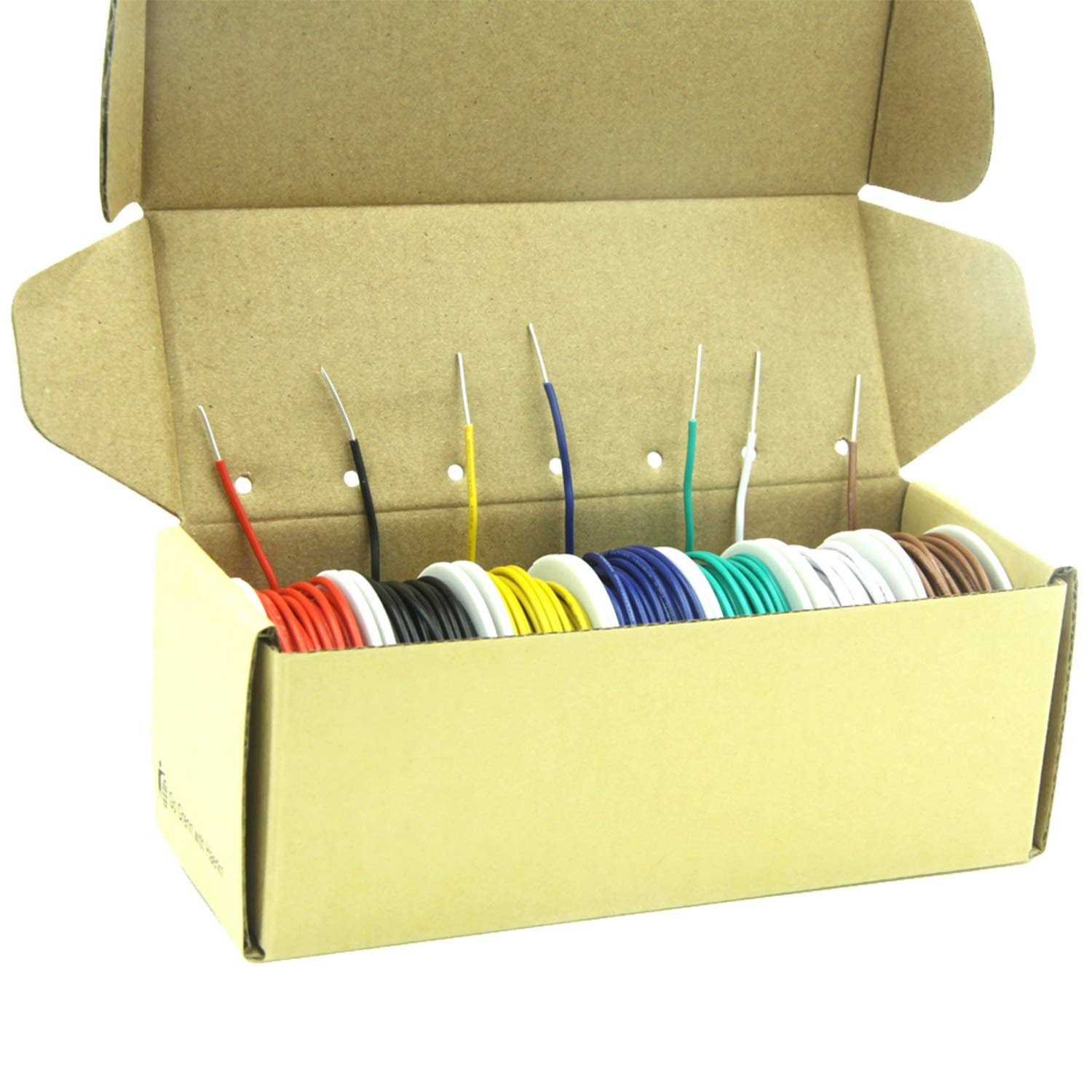 Haerkn awg Solid Wire kit Electrical Wire Cable 7colors spools Gauge Ul1007 Tinned Copper Hook up Wire kit breadboard Wire for Diy - Zenithce