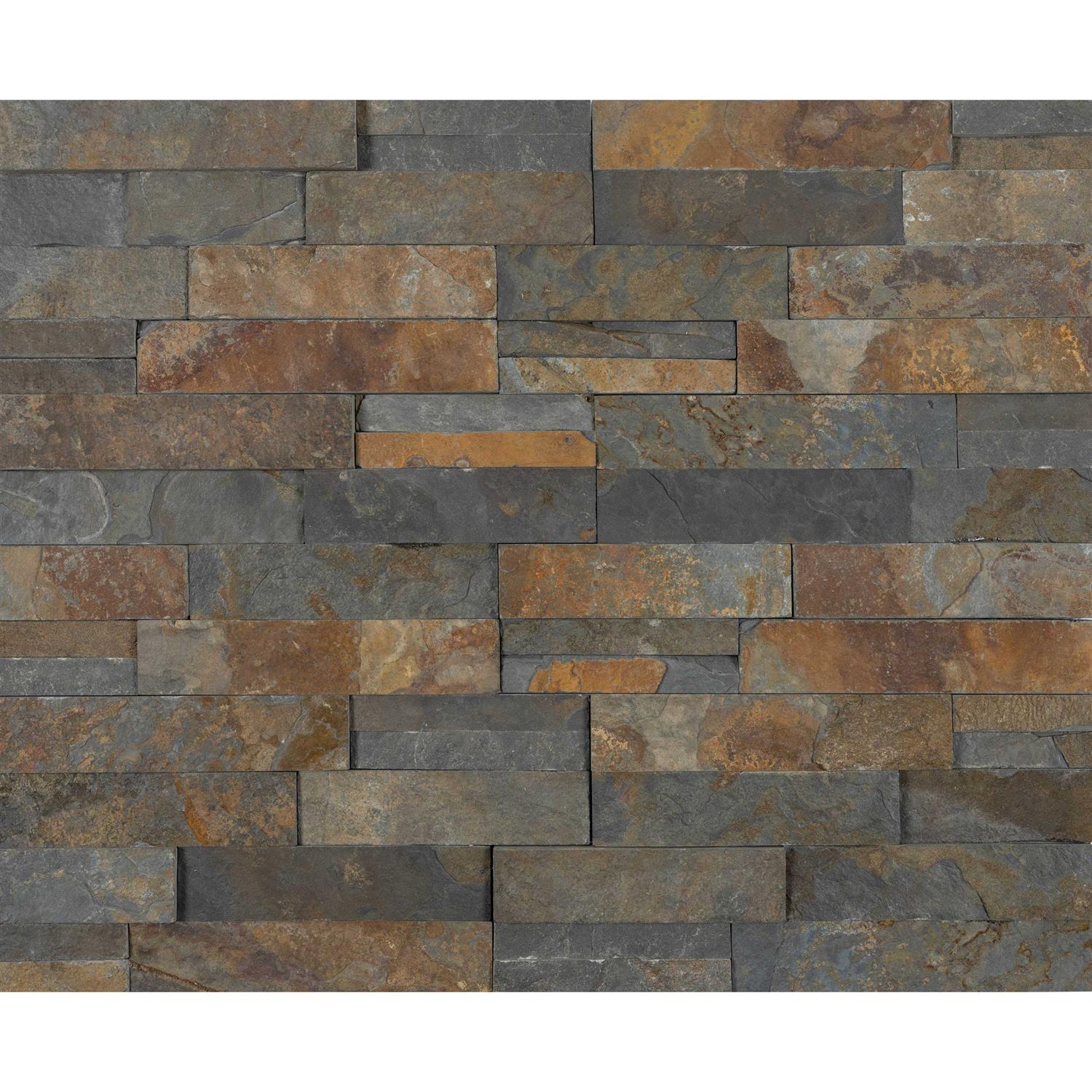 Satori Oxide Ledgestone 6-in x 18-in Natural Stone Slate Stone Look Wall Tile 1001-0116-1 - Zenithce