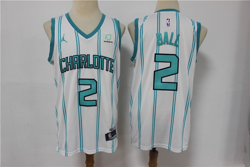 Charlotte Hornets #2 LaMelo Ball White 2021 Brand Jordan Swingman Stitched Jersey With The Sponsor Logo - Zenithce