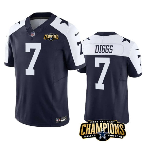 Dallas Cowboys #7 Trevon Diggs Navy White 2023 F.U.S.E. NFC East Champions Patch Stitched Jersey - Zenithce