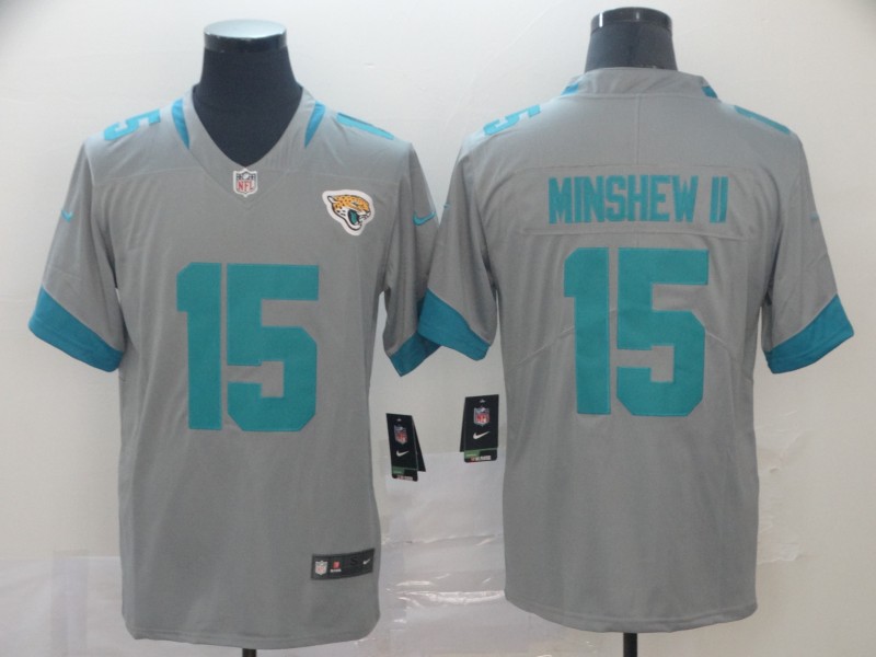Jacksonville Jaguars #15 Gardner Minshew II Silver Inverted Legend Stitched Jersey - Zenithce