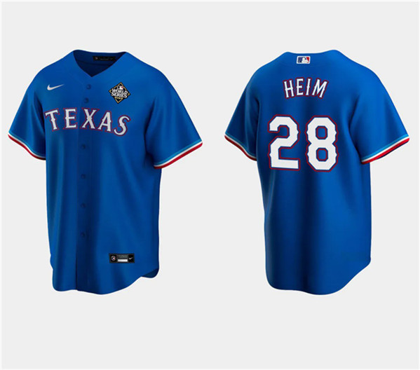 Texas Rangers #28 Jonah Heim Royal 2023 World Series Stitched Jersey - Zenithce