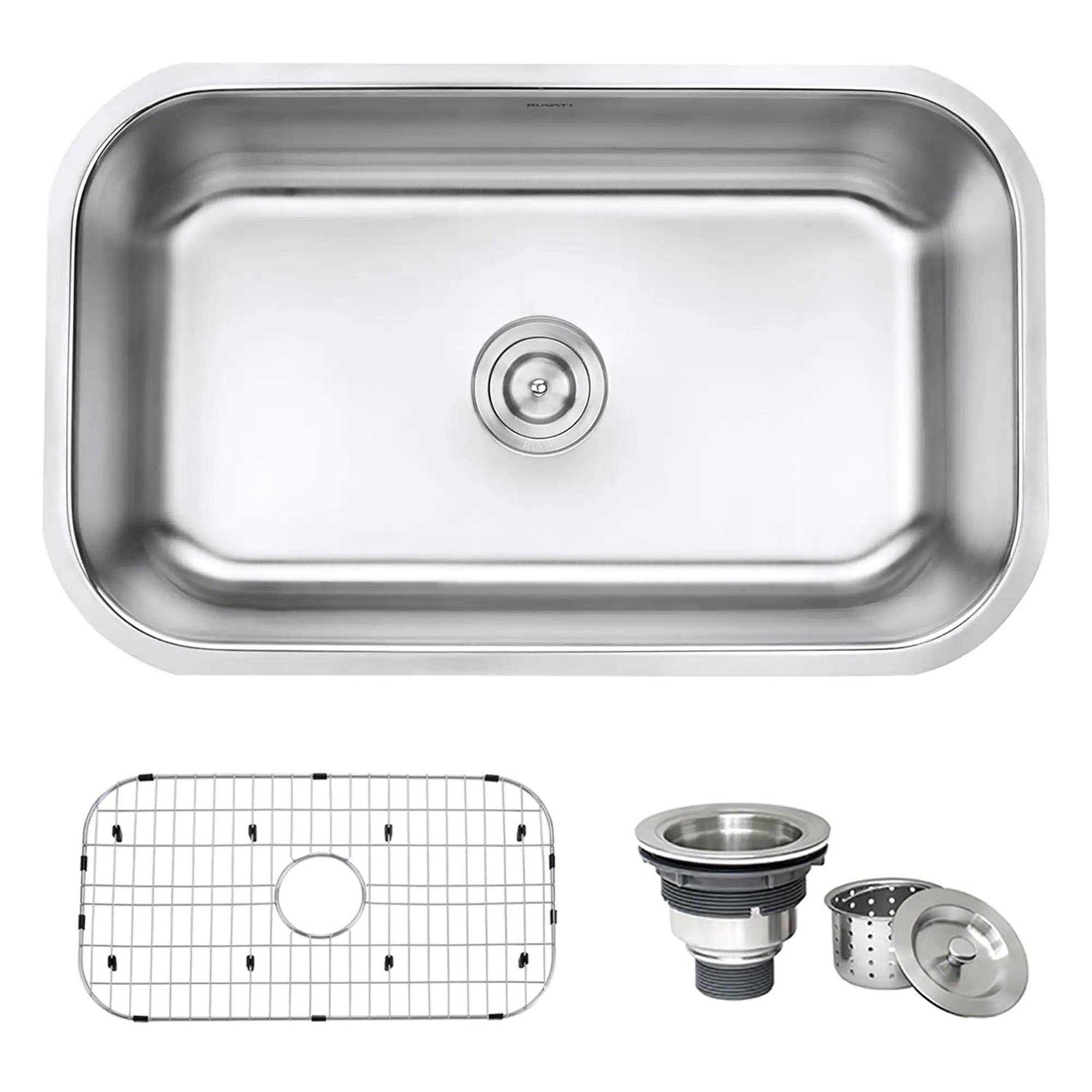 Ruvati 28-inch Workstation Ledge Undermount 16 Gauge Stainless Steel Kitchen Sink Single Bowl RVH8309 - Zenithce