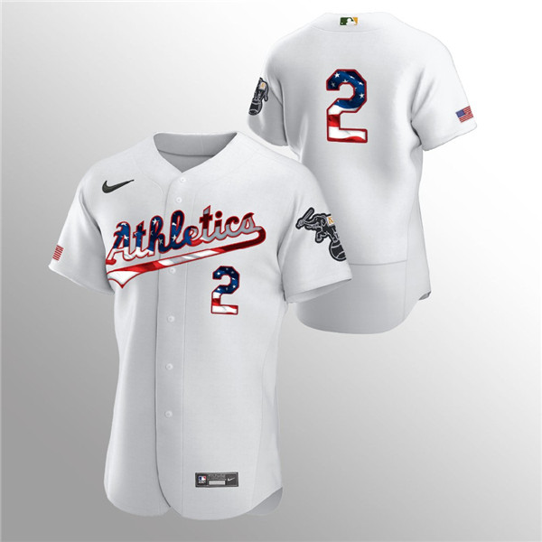 Oakland Athletics White #2 Khris Davis 2020 Stars Stripes Flex Base StitchedJersey - Zenithce