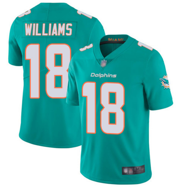 Miami Dolphins #18 Preston Williams Aqua Vapor Untouchable Limited Stitched Jersey - Zenithce