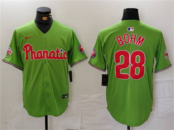 Philadelphia Phillies #28 Alec Bohm Green With Patch Stitched Jersey - Zenithce
