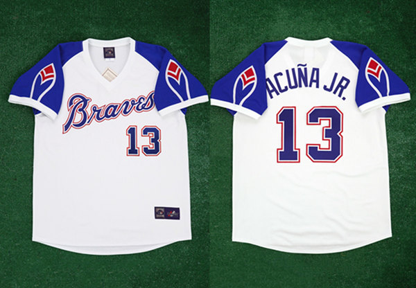 Atlanta Braves #13 Ronald Acuña Jr. Cool Base Throwback Stitched Jersey - Zenithce