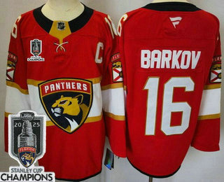 Florida Panthers #16 Aleksander Barkov Red 2025 Stanley Cup Champions Authentic Jersey - Zenithce