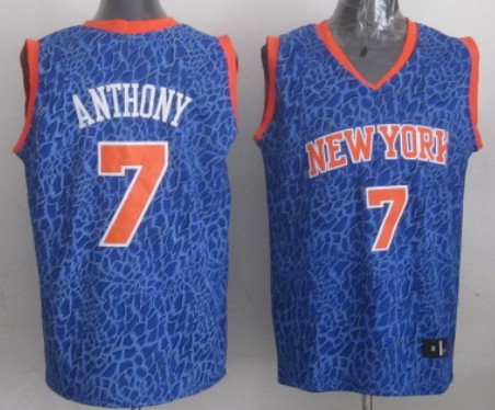 New York Knicks #7 Carmelo Anthony Blue Leopard Print Fashion Jersey - Zenithce