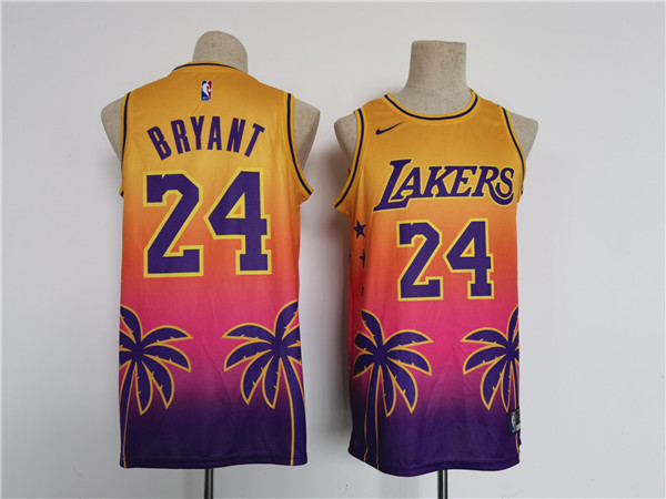Los Angeles Lakers #24 Kobe Bryant Yellow Pink Throwback Jersey - Zenithce