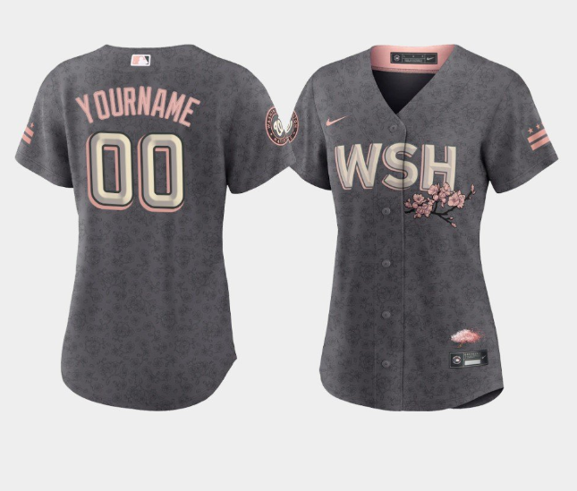 Washington Nationals Active Player Custom 2022 Grey City Connect Cherry Blossom Stitched Jersey - Zenithce