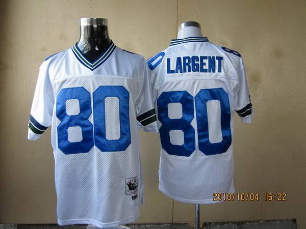 Mitchell Ness Seahawks #80 Steve Largent White Throwback Stitched Jersey - Zenithce