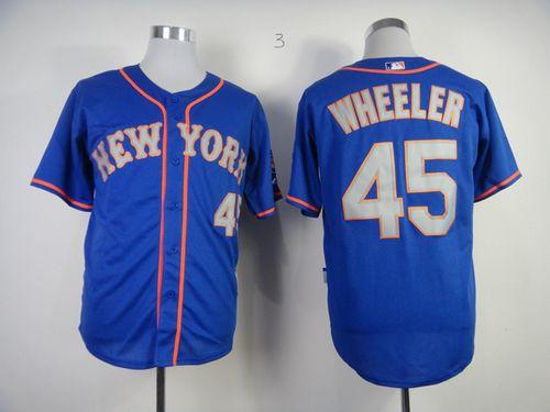 Mets #45 Zack Wheeler Blue(Grey NO.) Alternate Road Cool Base Stitched Jersey - Zenithce