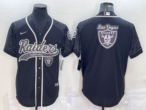 Las Vegas Raiders Black Reflective Team Big Logo With Patch Cool Base Stitched Jersey - Zenithce