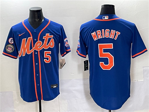 New York Mets #5 David Wright Blue With Patch Cool Base Stitched Jersey - Zenithce