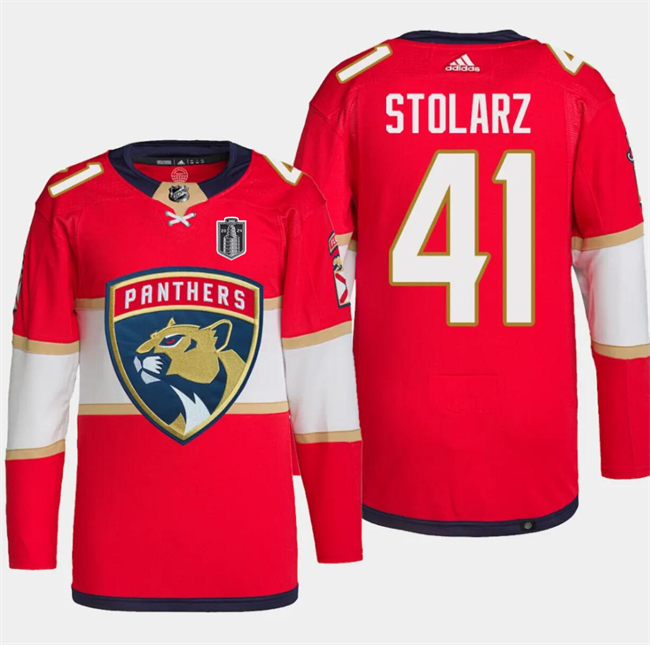Florida Panthers #41 Anthony Stolarz Red 2024 Stanley Cup Final Patch Stitched Jersey - Zenithce
