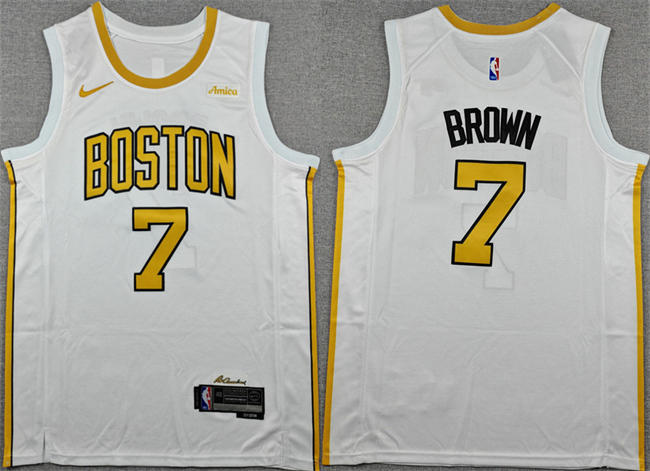 Boston Celtics #7 Jaylen Brown White 2025-26 City Edition Stitched Jersey - Zenithce