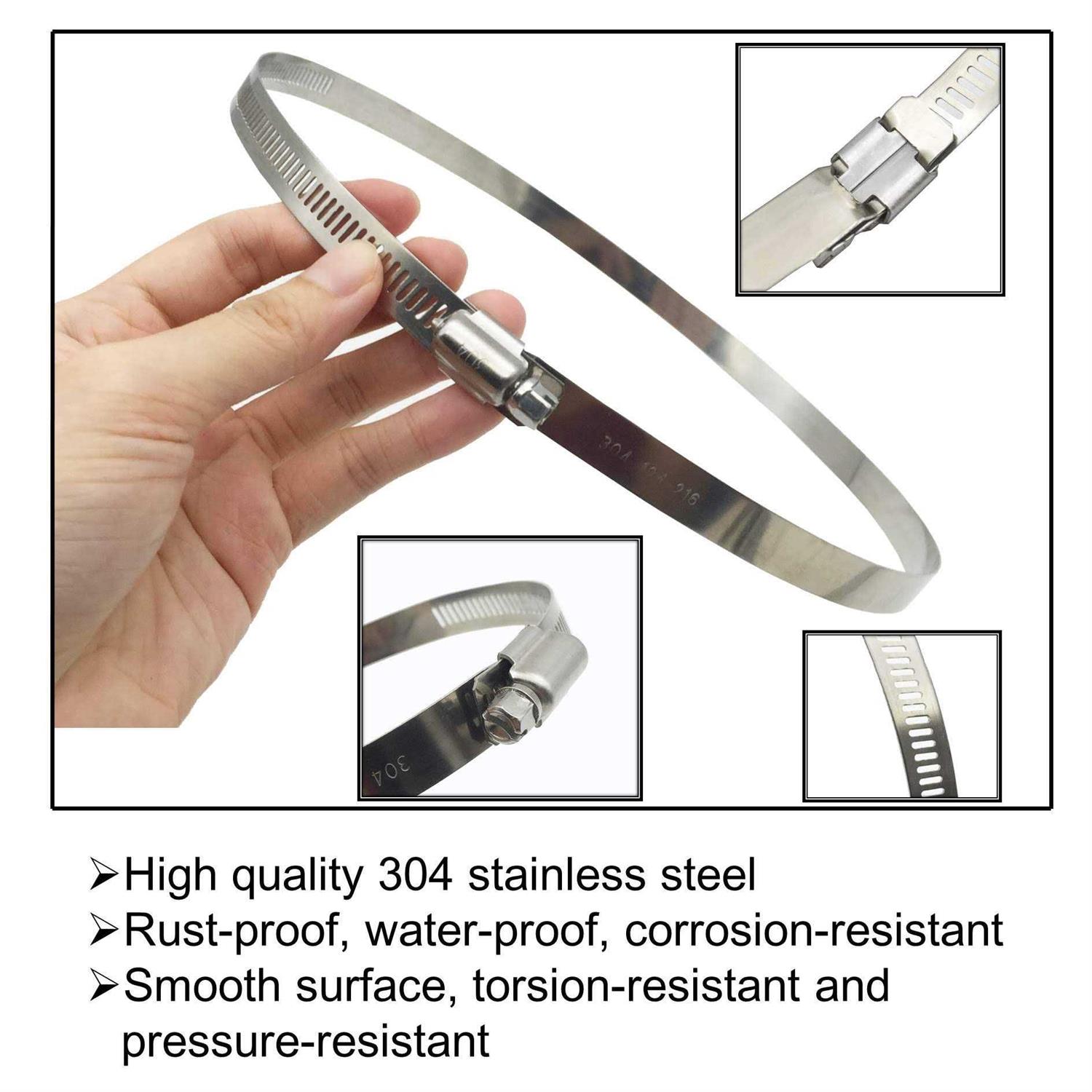Eesteck Adjustable 304 Stainless Steel Duct Clamps Hose Clamp Pipe Clamp Air Ducting Clamp worm drive Hose Clamps - Zenithce
