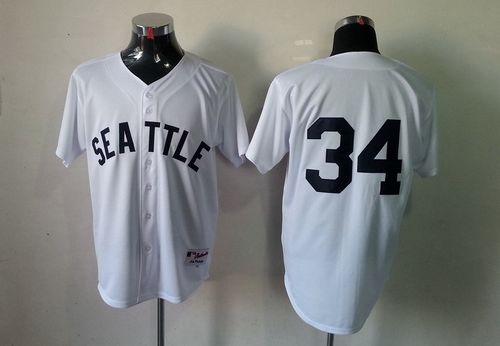 Mariners #34 Felix Hernandez White 1909 Turn Back The Clock Stitched Jersey - Zenithce
