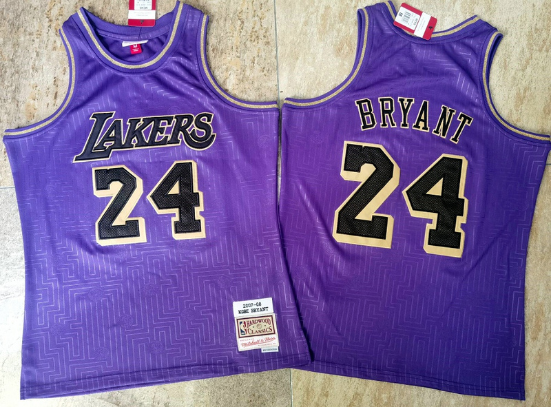Los Angeles Lakers #24 Kobe Bryant Purple 2007-08 Hardwood Classics Soul AU Throwback Jersey - Zenithce