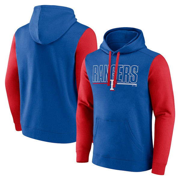 Texas Rangers Royal Outline Fleece Pullover Hoodie - Zenithce