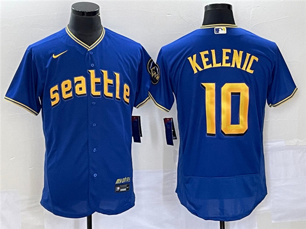 Seattle Mariners #10 Jarred Kelenic Royal 2023 City Connect Flex Base Stitched Jersey - Zenithce