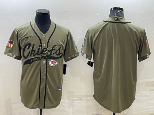 Kansas City Chiefs Blank Olive Salute To Service Cool Base Stitched Baseball Jersey - Zenithce