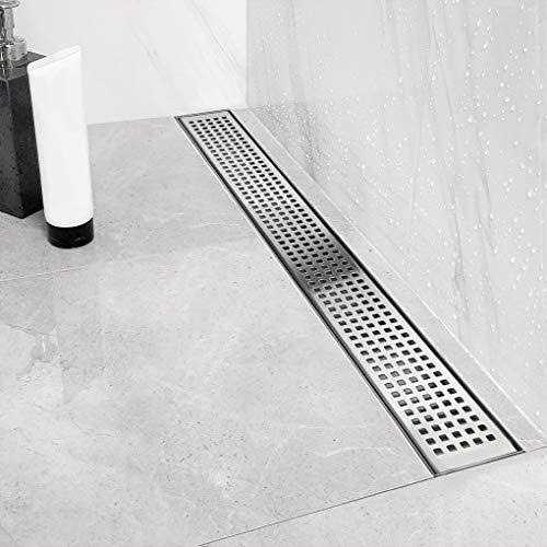 Neodrain Linear Shower Drain with Removable Quadrato Pattern Grate - Zenithce