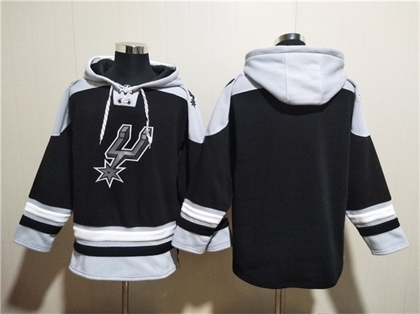 San Antonio Spurs Blank Black Ageless Must-Have Lace-Up Pullover Hoodie - Zenithce