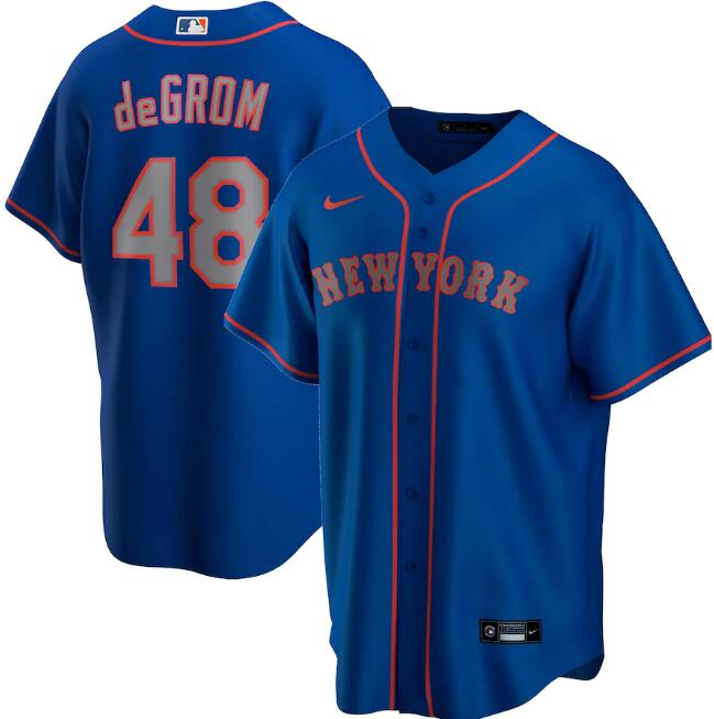 New York Mets Blue #48 Jacob DeGrom Cool Base Stitched Jersey - Zenithce
