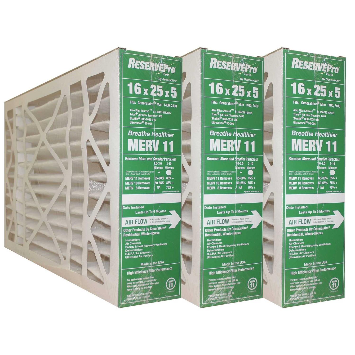 GeneralAire # 4541 MERV 11 for # GF 4511 ReservePro 16x25x5 furnace Filter - Zenithce