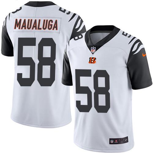 Bengals #58 Rey Maualuga White Stitched Limited Rush Nike Jersey - Zenithce