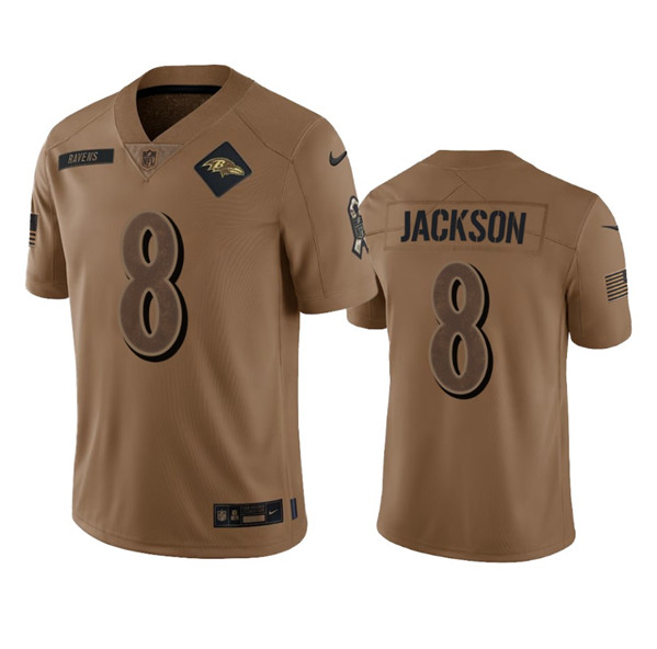 Baltimore Ravens #8 Lamar Jackson 2023 Brown Salute To Service Limited Stitched Jersey - Zenithce