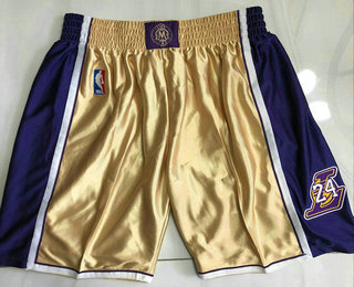 Los Angeles Lakers #8 #24 Kobe Bryant Gold 1996-2016 The Hall of Fame Throwback Shorts - Zenithce