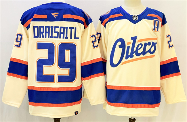 Edmonton Oilers #29 Leon Draisaitl Light Beige Alternate With A Patch Stitched Jersey - Zenithce