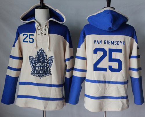 Maple Leafs #25 James Van Riemsdyk Cream Sawyer Hooded Sweatshirt Stitched Jersey - Zenithce