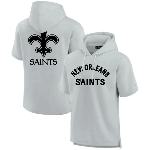 New Orleans Saints Gray Super Soft Fleece Short Sleeve Hoodie - Zenithce